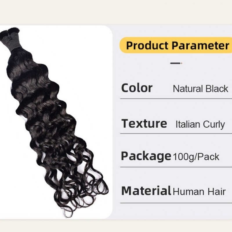 10A Nature Black Italian Curly 100% Virgin Human Hair Bundles 