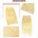 6pcs Gold Straight Seamless PU Clip In Hairpieces 100% Human Hair