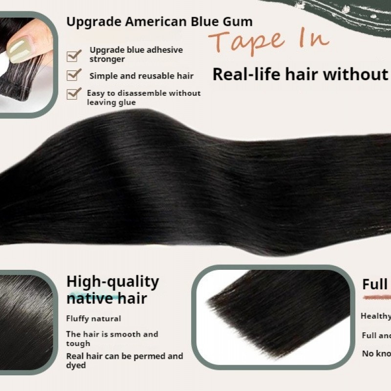 BlacK Invisible Tape In Human Hair Extensions 20pcs