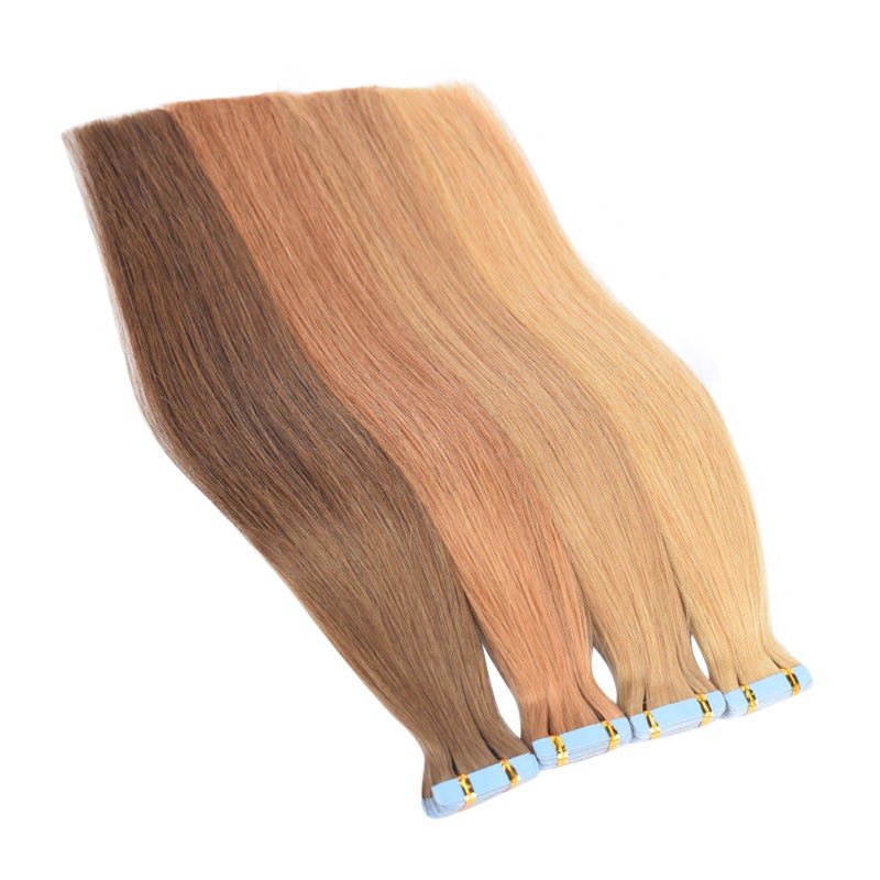 Colored Human Hair Tape-In Extensions with PU Adhesive