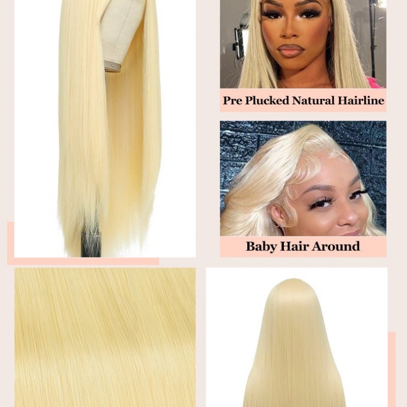 200% Density|613 Blonde Long Straight HD Full Frontal Lace Wig 100% Human Hair 