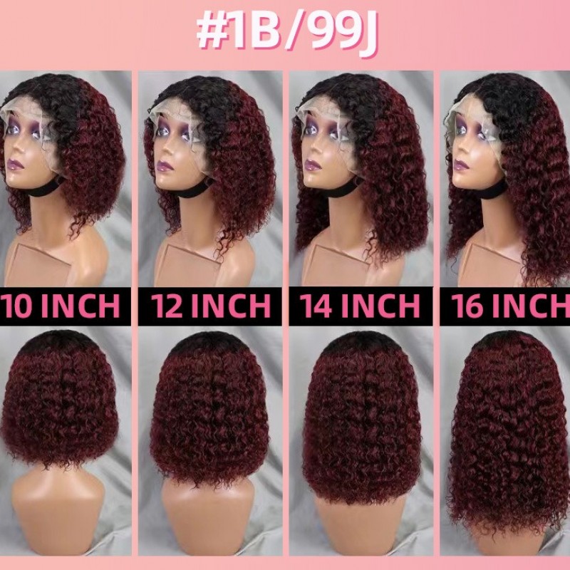 200% Density |13x4 Deep Wave Glueless Deep Wave Full Frontal Lace Bob Wig 100% Human Hair