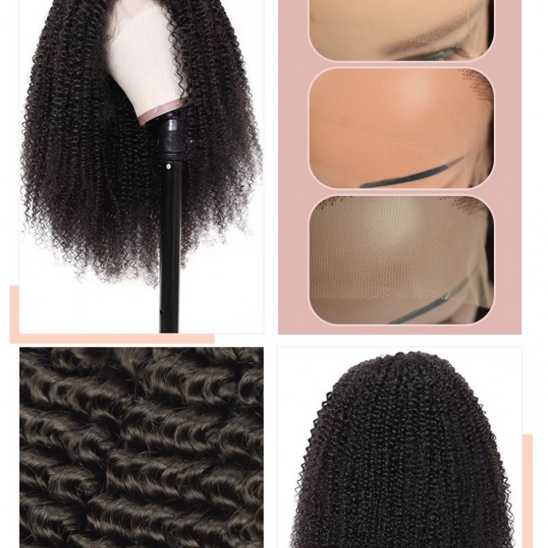 200% Density|4x4 Kinky Curly Full Coverage Front Lace Wig 100% Human Hair