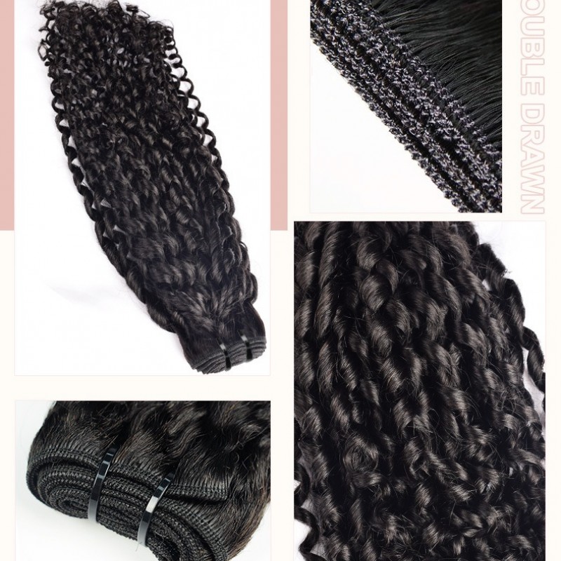 Nature Black Bouncy Curly 100% Virgin Human Hair Bundles