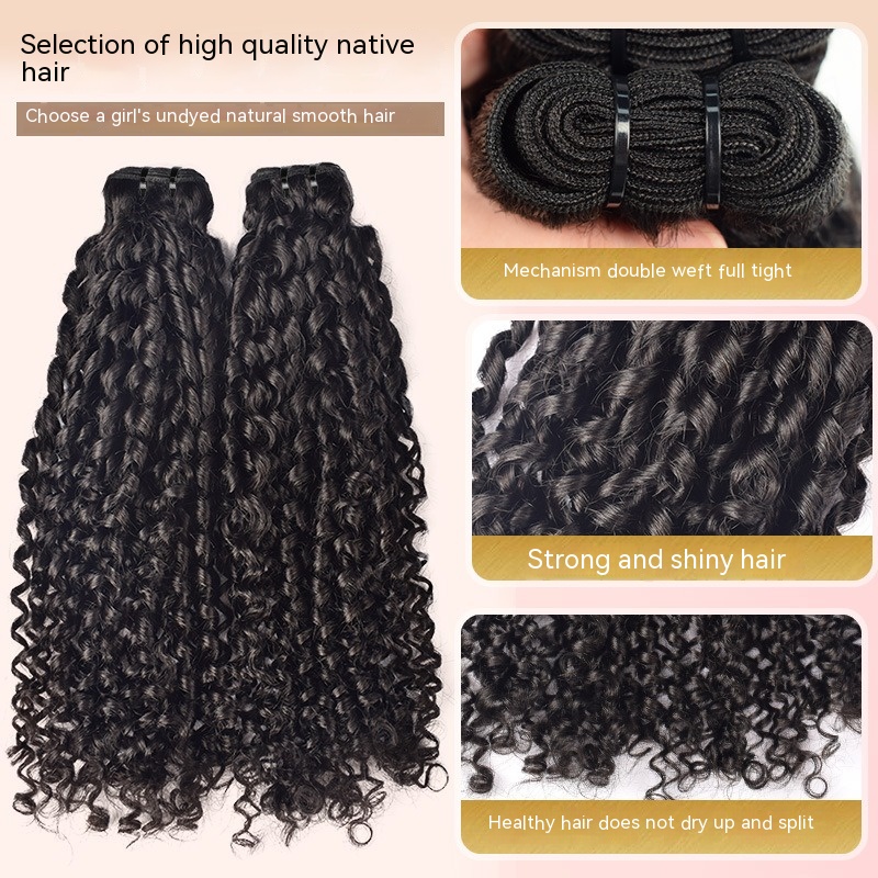 Nature Black Bouncy Curly 100% Virgin Human Hair Bundles