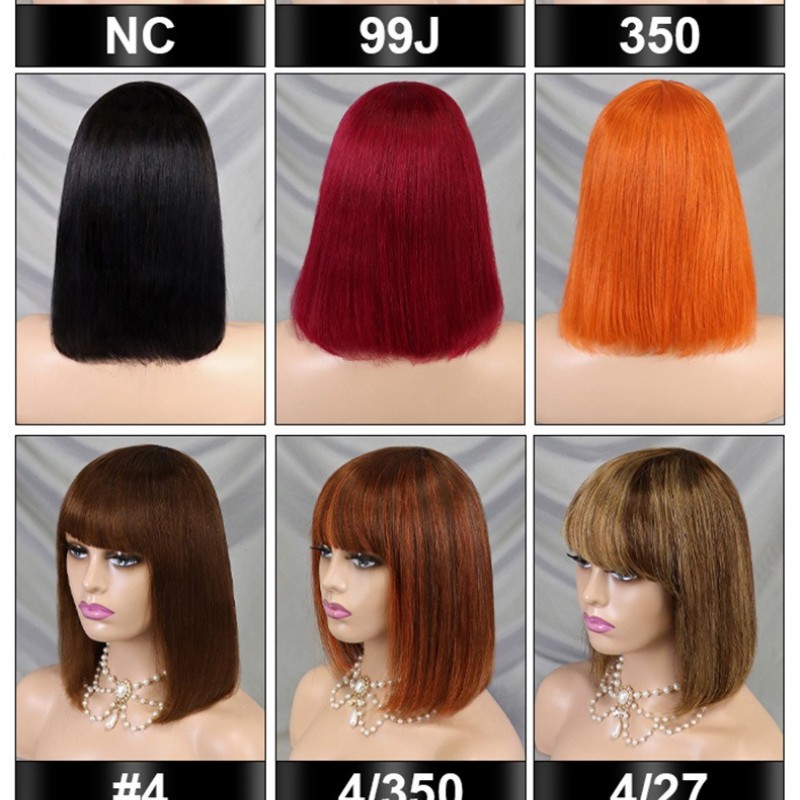 Straight Shoart Bob with Bang Wig 100% Human Hair