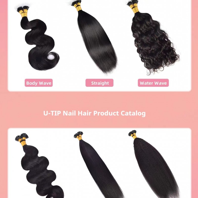 Nature Black Body Wave Ultra-Discreet U-Tip Human Hair Extensions 100% Virgin Human Hair Bundle