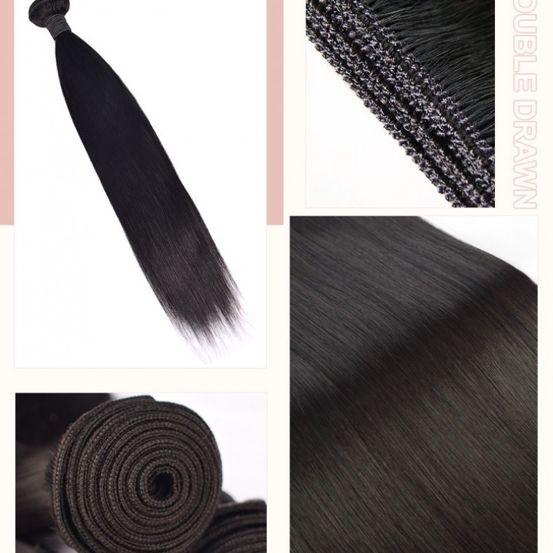 Nature Black Straight with 3 Bundles Proportioned Length Set 100% Human Hair