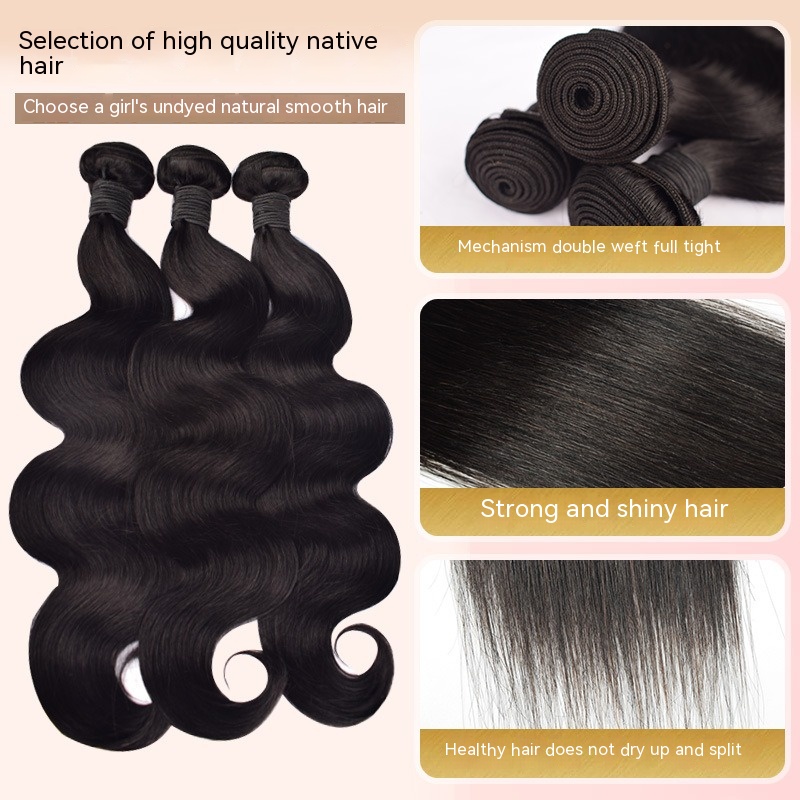 Nature Black Straight with 3 Bundles Proportioned Length Set 100% Human Hair