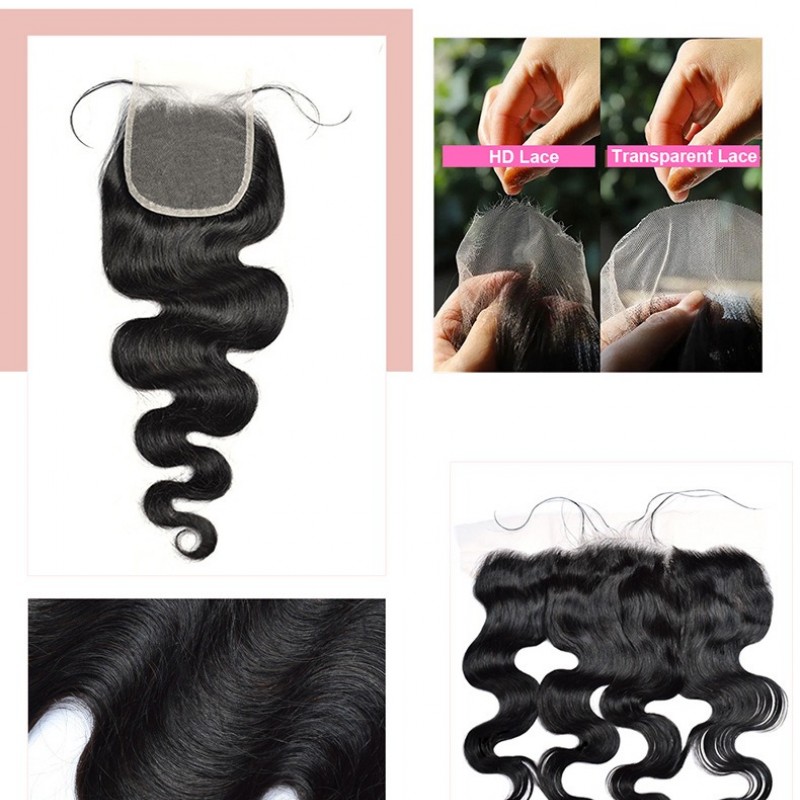 Nature Black Silky Body Wave13x4 Closure Lace Frontal with 100% Human Hair