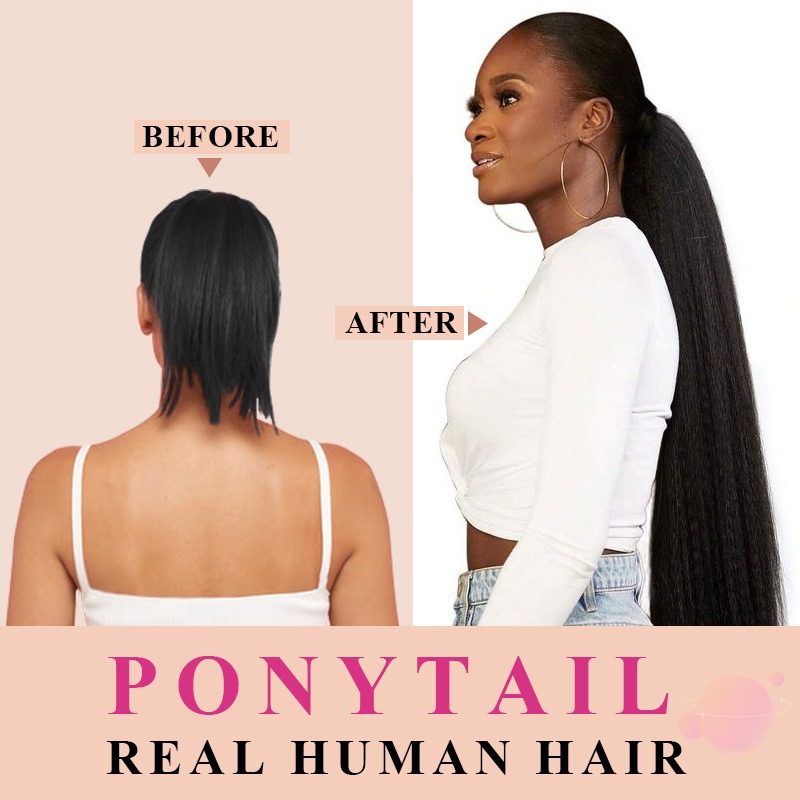 Nature Black Velcro Ponytail Extension 100% Human Hair