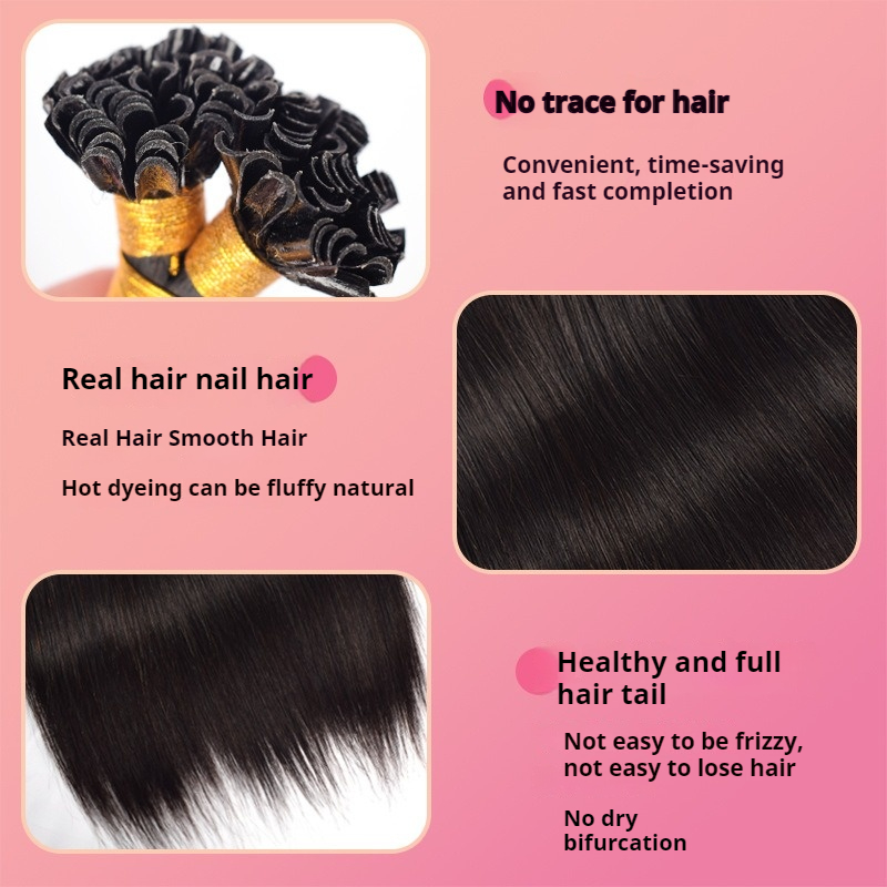 Nature Black Straight Ultra-Discreet U-Tip Human Hair Extensions 100% Virgin Human Hair Bundle