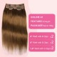 6pcs Gold Straight Seamless PU Clip In Hairpieces 100% Human Hair