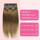 6pcs Gold Straight Seamless PU Clip In Hairpieces 100% Human Hair