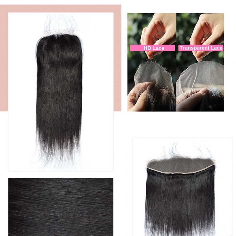 Nature Black Silky Body Wave13x4 Closure Lace Frontal with 100% Human Hair