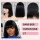 Straight Shoart Bob with Bang Wig 100% Human Hair