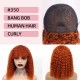 200% Density |Curly Bob Wig with Bangs 100% Human Hair