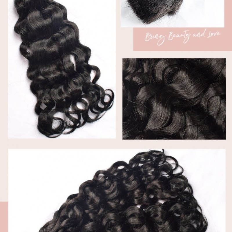 Naturen Black Italian Curly Bundles Hair Extension 100% Human Hair