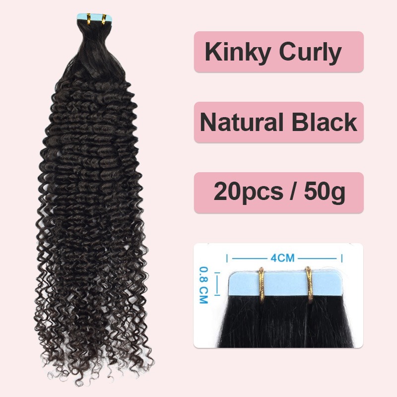 BlacK Invisible Tape In Human Hair Extensions 20pcs