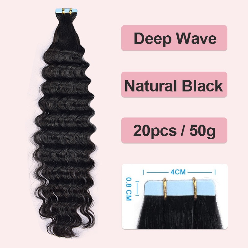 BlacK Invisible Tape In Human Hair Extensions 20pcs