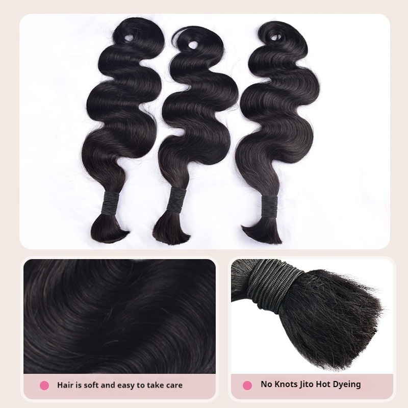 100% Human Hair Body Wave Natural Color Seamless Hair Extensions Bulk Pack