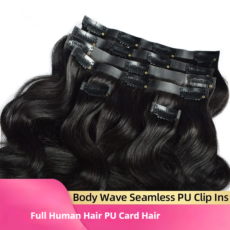   Human Hair Clip-in Extensions with PU Weft Curly Texture Real Hair Instant Volume for Women