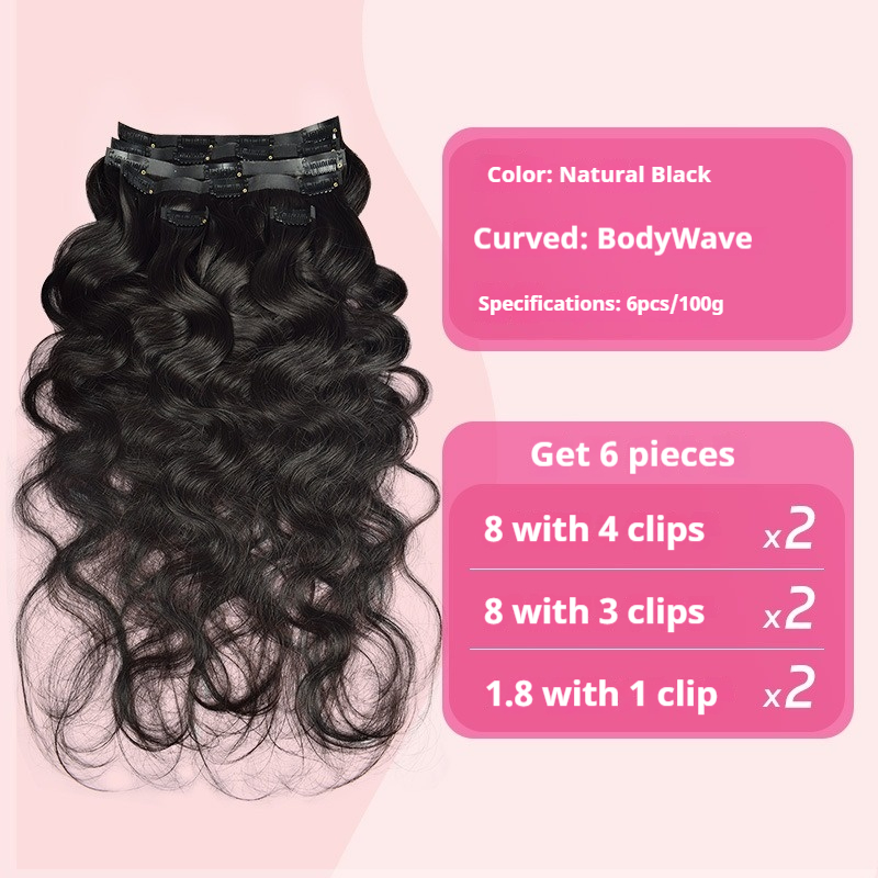   Human Hair Clip-in Extensions with PU Weft Curly Texture Real Hair Instant Volume for Women