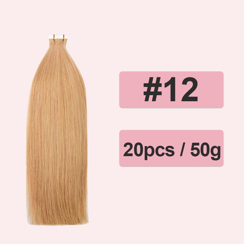 Colored Human Hair Tape-In Extensions with PU Adhesive