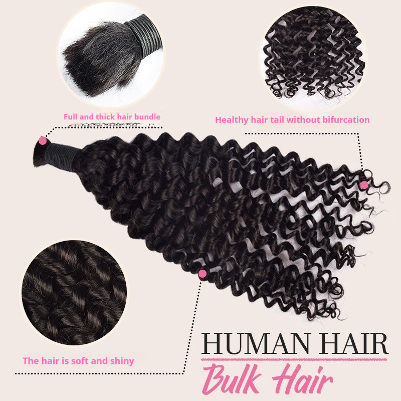 Exquisite Deep Curly Bulk Human Hair