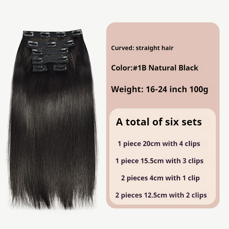 Full Human Hair Lace Clip-In Extensions 6-Piece Set