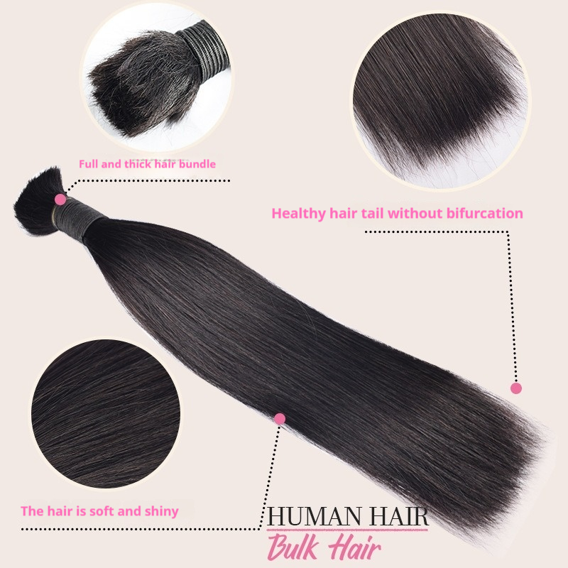 Natural Human Hair Bulk Straight Wefts