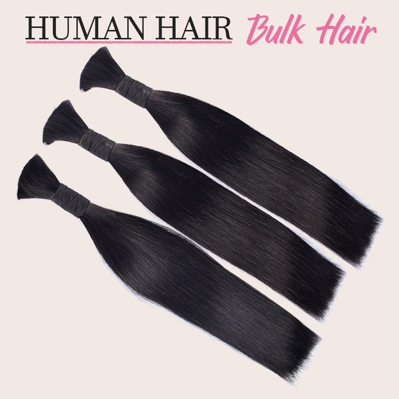 Natural Human Hair Bulk Straight Wefts