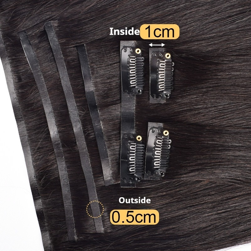 7 Pics Black Clip Ins 100% Virgin Human Hair 