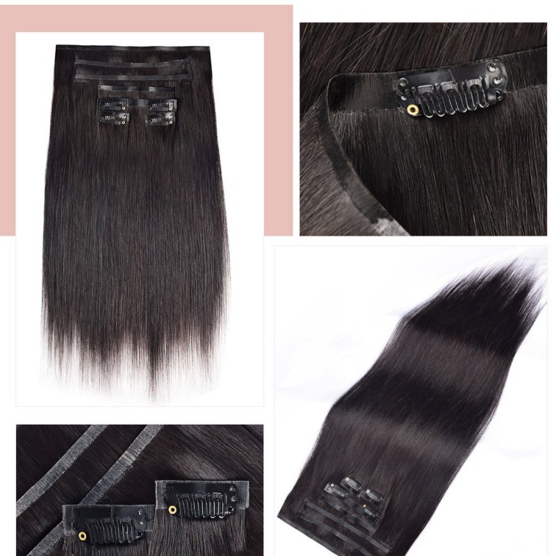 7 Pics Black Clip Ins 100% Virgin Human Hair 