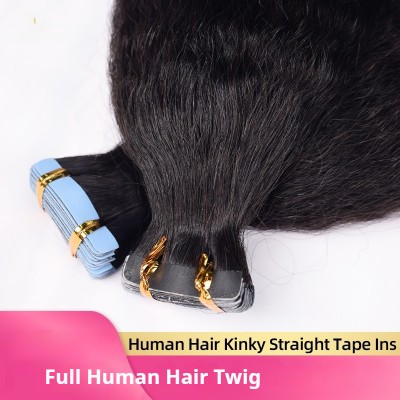 Kinky Straight Tape-In Human Hair Extensions for Effortless Style