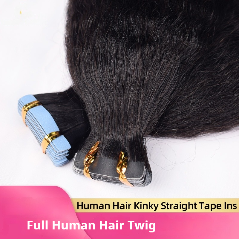 Kinky Straight Tape-In Human Hair Extensions for Effortless Style