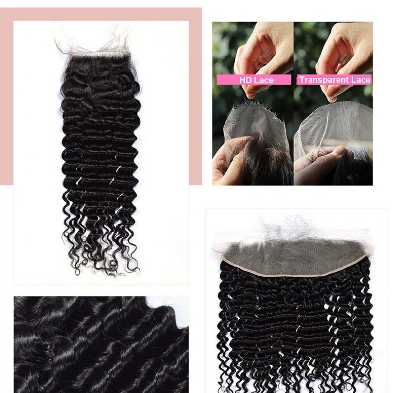 African Deep Wave 100% Human Hair Lace Closure