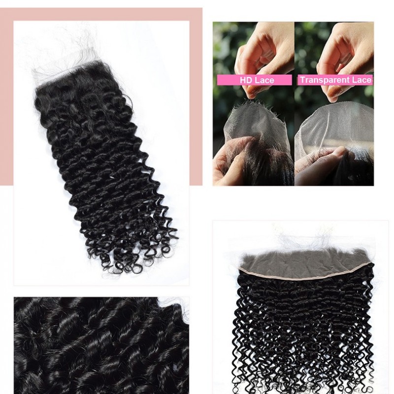 African Deep Wave 100% Human Hair Lace Closure