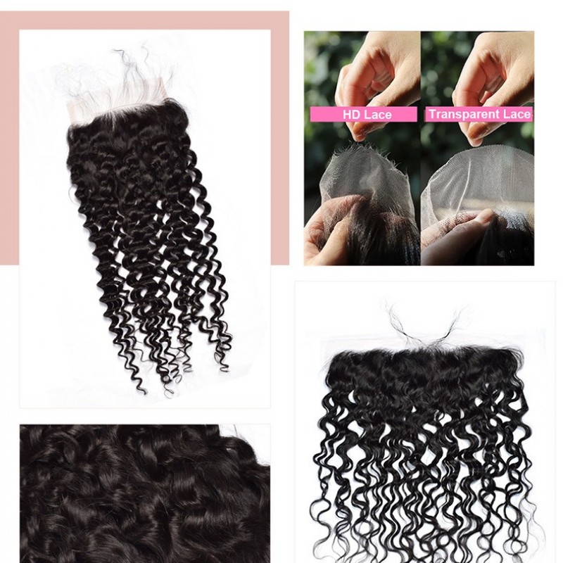 African Deep Wave 100% Human Hair Lace Closure