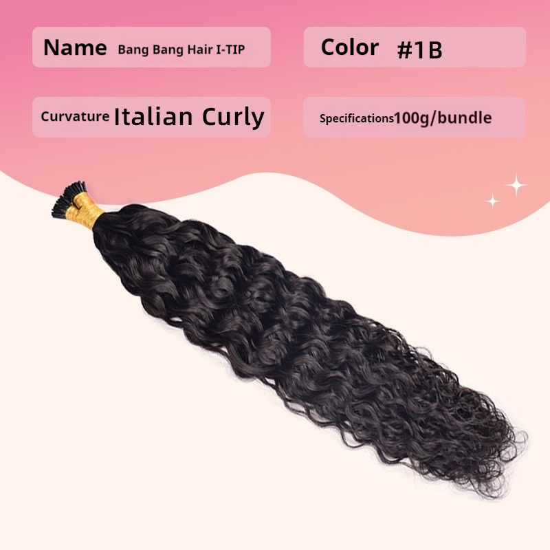 Nature Black Italian Curly Seamless Invisible Stick Hair Extensions 100% Virgin Human Hair Bundle