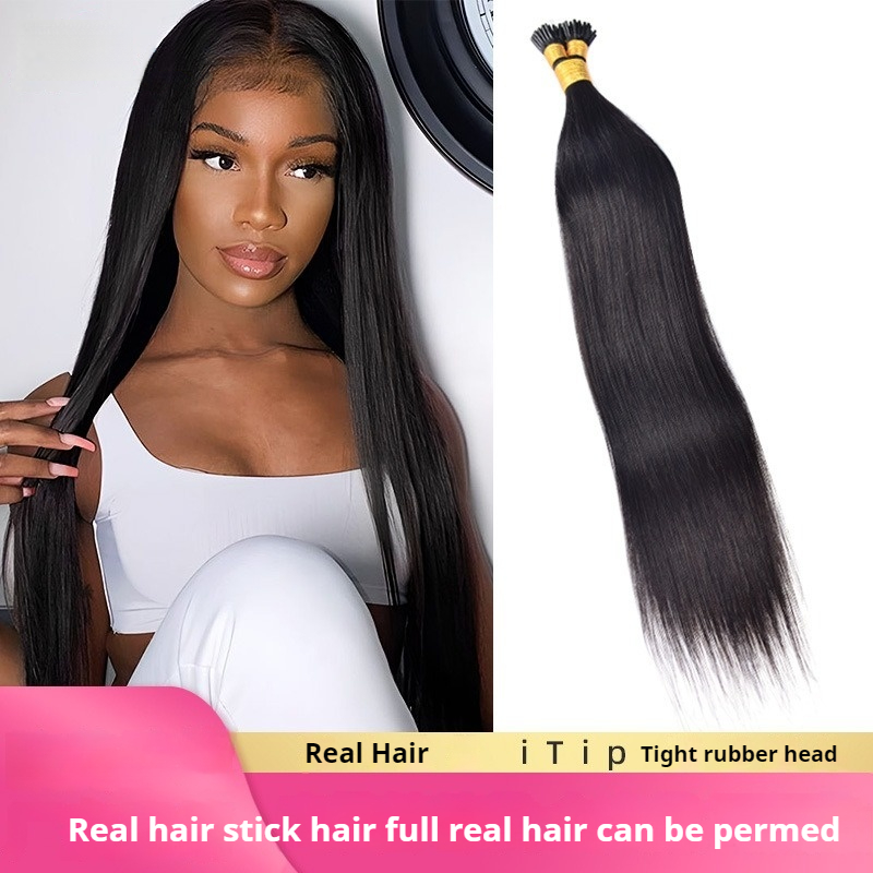 Nature Black Italian Curly Seamless Invisible Stick Hair Extensions 100% Virgin Human Hair Bundle