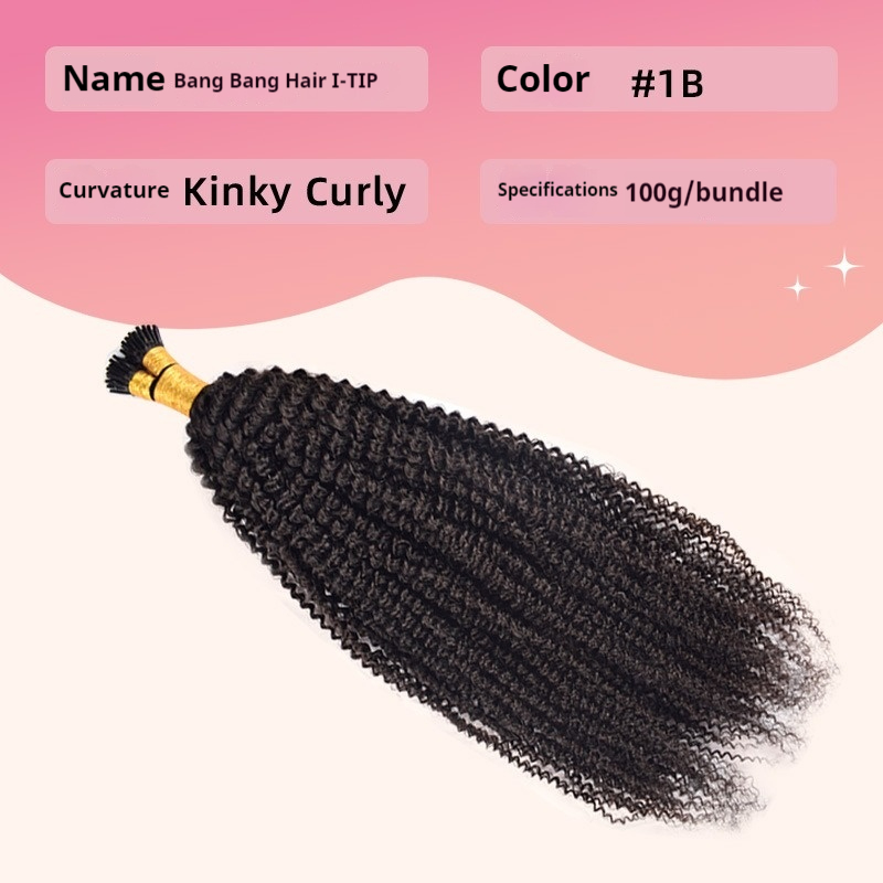 Nature Black Italian Curly Seamless Invisible Stick Hair Extensions 100% Virgin Human Hair Bundle