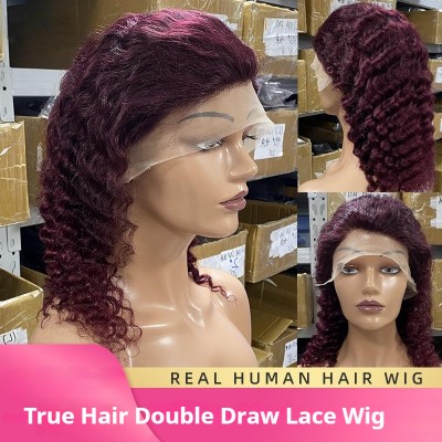 13x4 Full Front Lace Deep Wave  Bob Wig 100% Human Hair