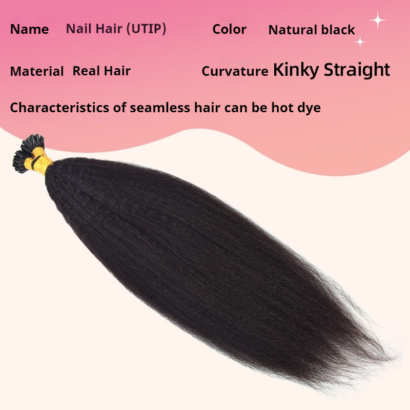 Nature Black Kinky Straight Ultra-Discreet U-Tip Human Hair Extensions 100% Virgin Human Hair Bundle