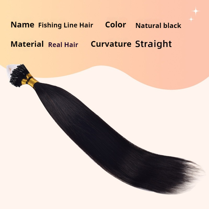 Nature Black Itanlian Curly Invisible Fishing Line 100% Virgin Human Hair Bundle