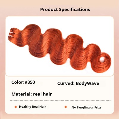 #350 Orange Silky Body Wavw 100% Virgin Human Hair Bundles 3pcs
