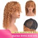 200% Density |Curly Bob Wig with Bangs 100% Human Hair