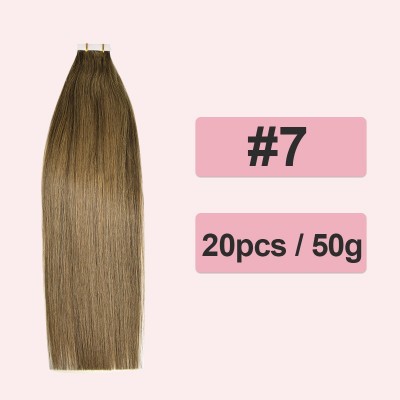 Medium Brown Straight Invisible Tape In Human Hair Extensions 20pcs