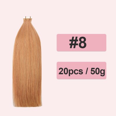 Light Brown Straight Invisible Tape In Human Hair Extensions 20pcs