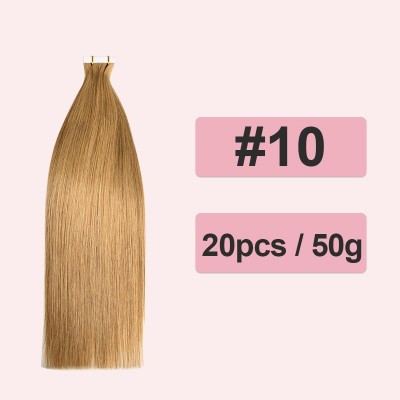 Gold Blonde Straight Invisible Tape In Human Hair Extensions 20pcs